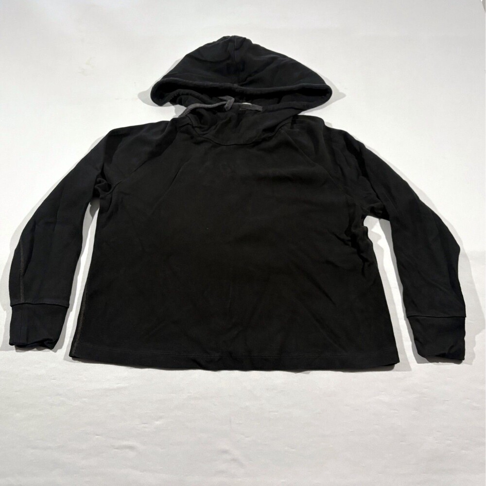 James Perse Women Black Sweatshirt Hoodie Pullover Cotton Nylon Oversized Sz 0